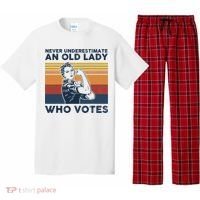 Never Underestimate An Old Lady Who Votes Feminist Pajama Set thumb 0