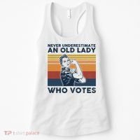 Never Underestimate An Old Lady Who Votes Feminist Women's Tank Top thumb 0