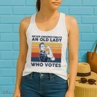 Never Underestimate An Old Lady Who Votes Feminist Women's Tank Top thumb 2