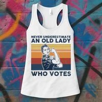Never Underestimate An Old Lady Who Votes Feminist Women's Tank Top thumb 3