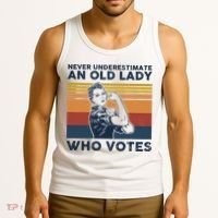 Never Underestimate An Old Lady Who Votes Feminist Tank Top thumb 3