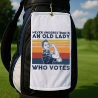 Never Underestimate An Old Lady Who Votes Feminist Golf Towel thumb 2