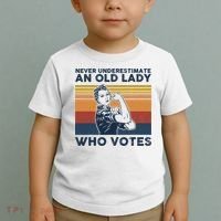 Never Underestimate An Old Lady Who Votes Feminist Toddler T-Shirt thumb 2