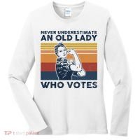 Never Underestimate An Old Lady Who Votes Feminist Women's Long Sleeve Shirt thumb 0