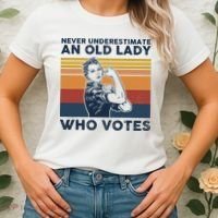 Never Underestimate An Old Lady Who Votes Feminist Women's T-Shirt thumb 2