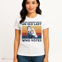 Never Underestimate An Old Lady Who Votes Feminist Women's T-Shirt thumb 4