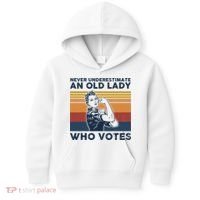Never Underestimate An Old Lady Who Votes Feminist Kids Hoodie thumb 0