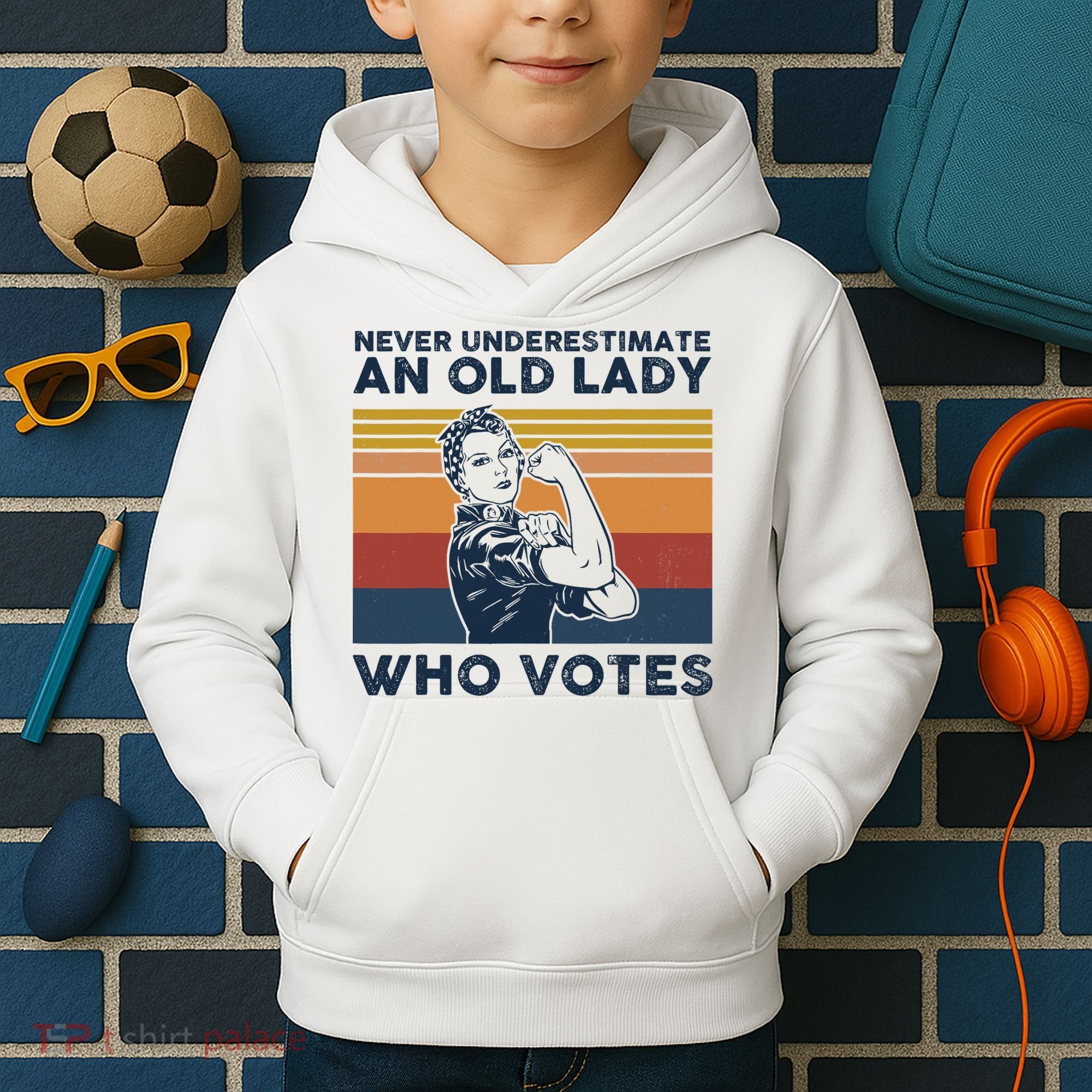 Never Underestimate An Old Lady Who Votes Feminist Kids Hoodie