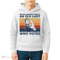 Never Underestimate An Old Lady Who Votes Feminist Kids Hoodie thumb 4