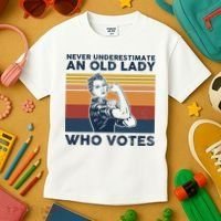 Never Underestimate An Old Lady Who Votes Feminist Kids T-Shirt thumb 3