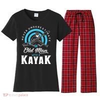 Never Underestimate An Old Man With A Kayak Women's Flannel Pajama Set thumb 0