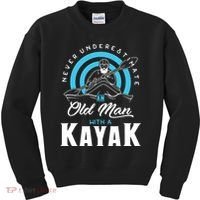 Never Underestimate An Old Man With A Kayak Kids Sweatshirt thumb 0