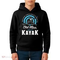 Never Underestimate An Old Man With A Kayak Kids Hoodie thumb 4