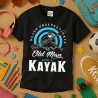Never Underestimate An Old Man With A Kayak Kids T-Shirt thumb 3