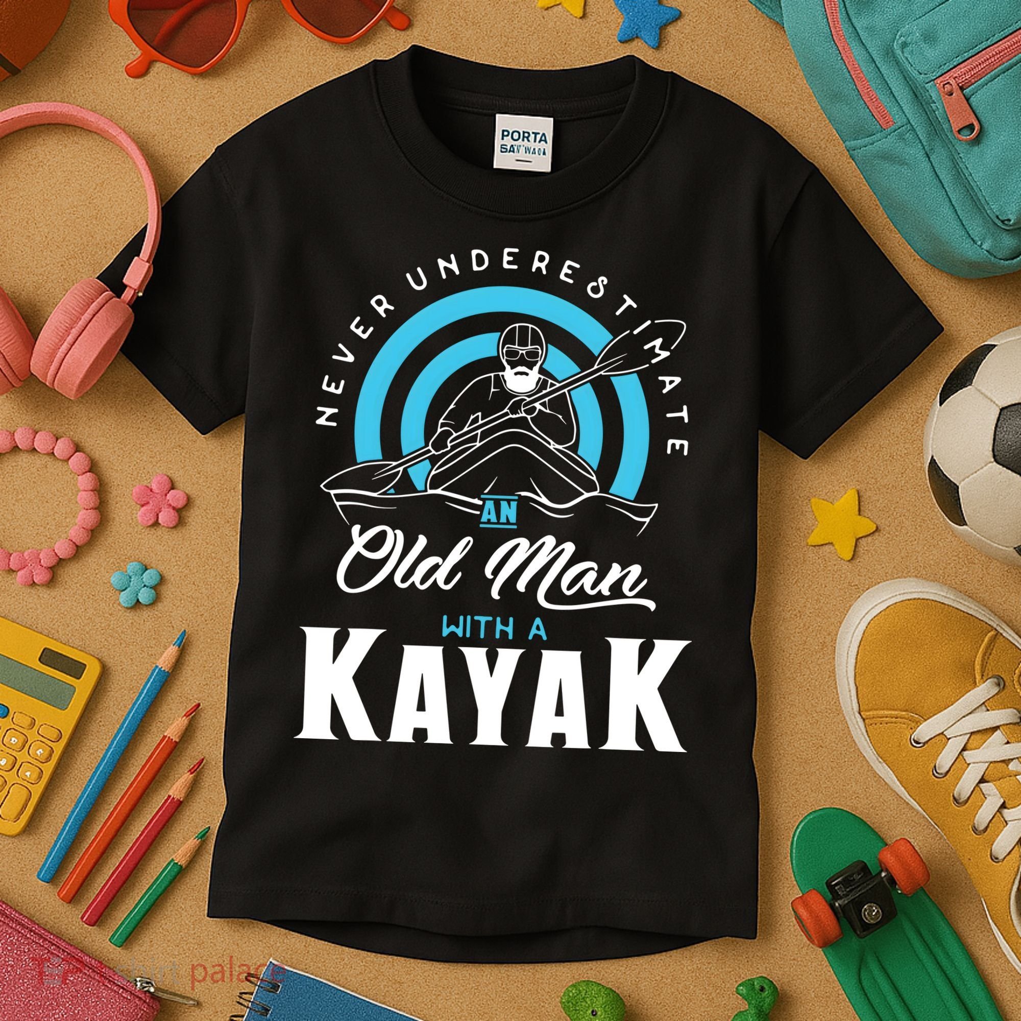 Never Underestimate An Old Man With A Kayak Kids T-Shirt