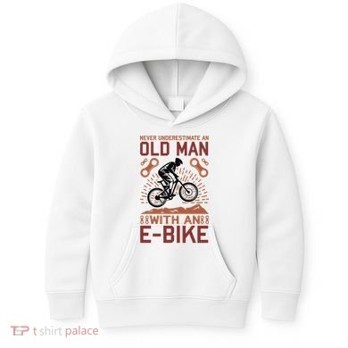 Never Underestimate An Old Man With An E Bike Kids Hoodie