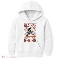 Never Underestimate An Old Man With An E Bike Kids Hoodie thumb 0