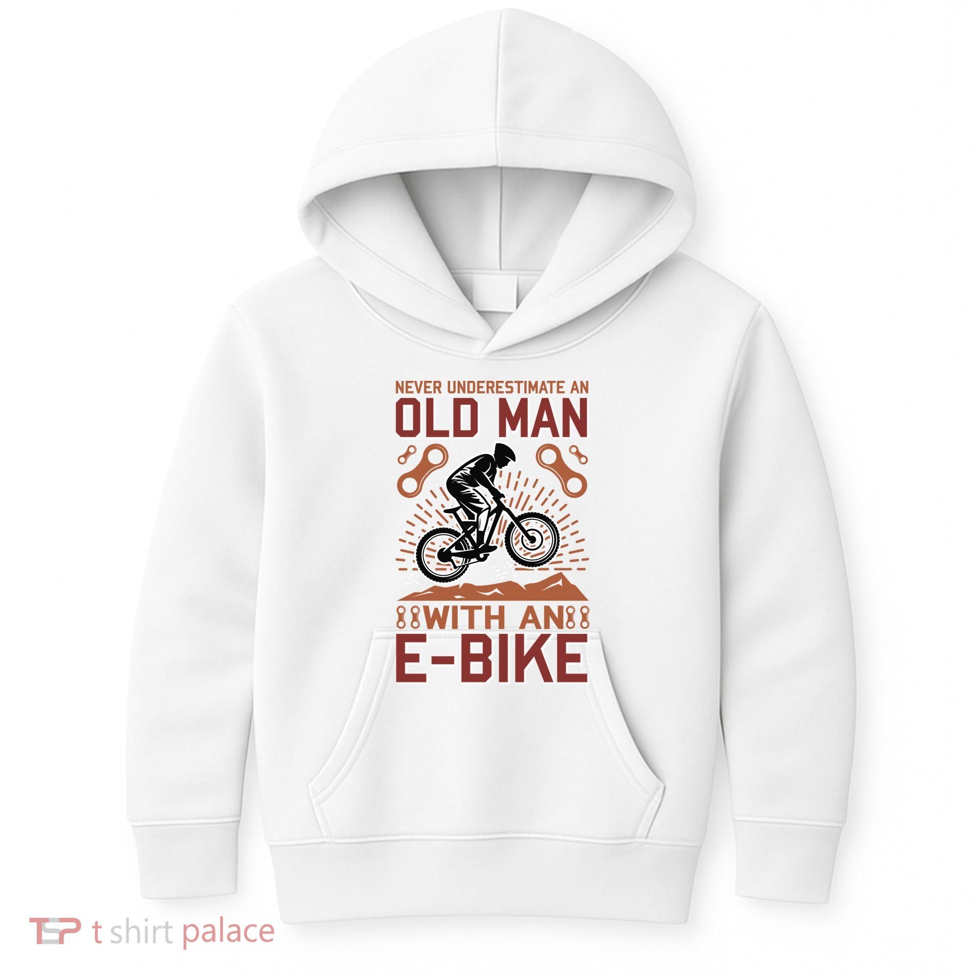 Never Underestimate An Old Man With An E Bike Kids Hoodie