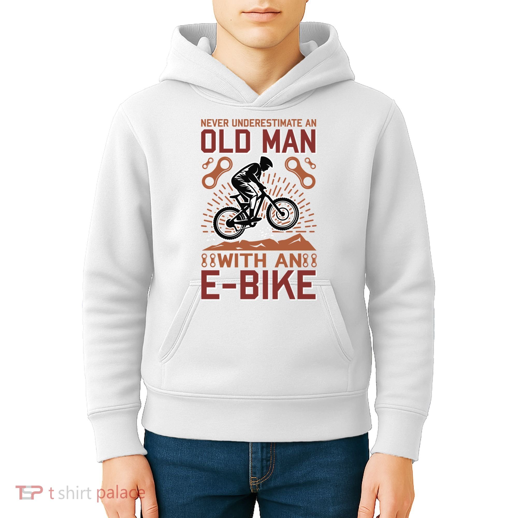 Never Underestimate An Old Man With An E Bike Kids Hoodie