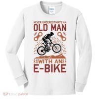 Never Underestimate An Old Man With An E Bike Kids Long Sleeve Shirt thumb 0