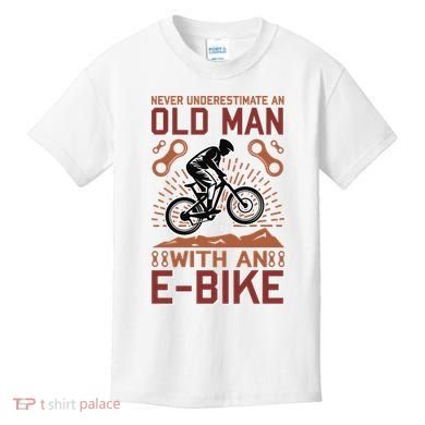 Never Underestimate An Old Man With An E Bike Kids T-Shirt