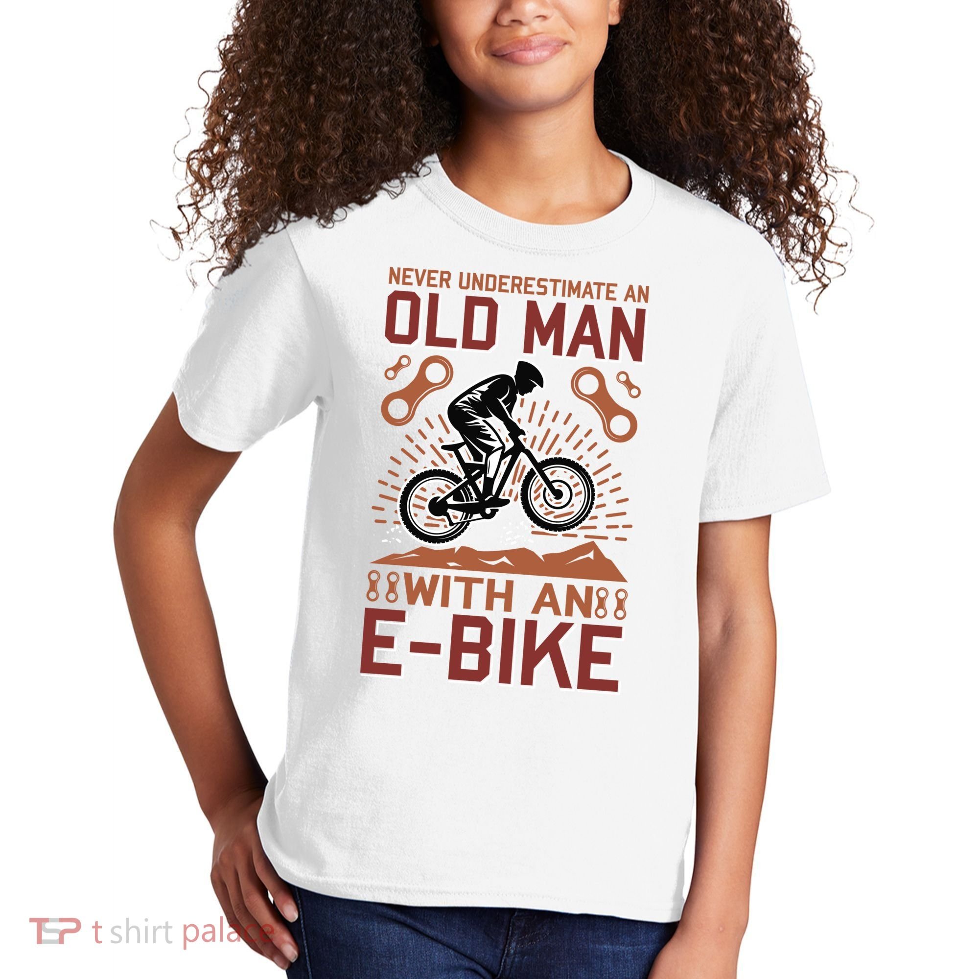 Never Underestimate An Old Man With An E Bike Kids T-Shirt