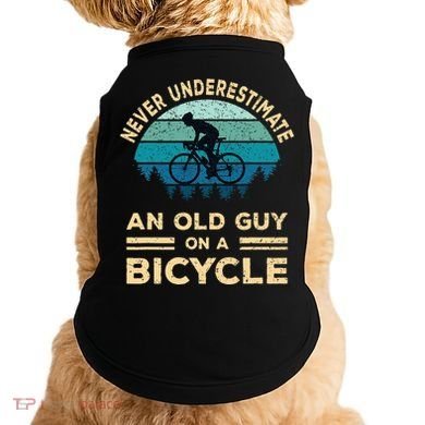 Never Underestimate An Old Guy On A Bicycle Funny Cycling Doggie Tank