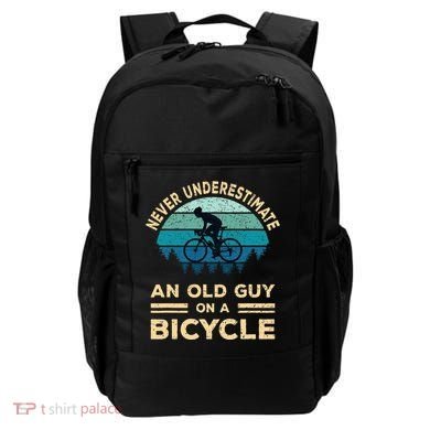Never Underestimate An Old Guy On A Bicycle Funny Cycling Backpack