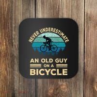 Never Underestimate An Old Guy On A Bicycle Funny Cycling Coaster thumb 0