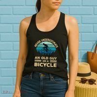 Never Underestimate An Old Guy On A Bicycle Funny Cycling Women's Tank Top thumb 2