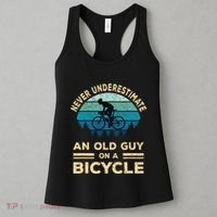 Never Underestimate An Old Guy On A Bicycle Funny Cycling Women's Tank Top thumb 3