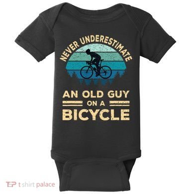 Never Underestimate An Old Guy On A Bicycle Funny Cycling Baby Bodysuit
