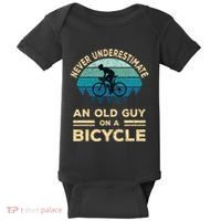 Never Underestimate An Old Guy On A Bicycle Funny Cycling Baby Bodysuit thumb 0