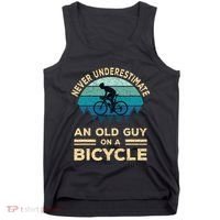 Never Underestimate An Old Guy On A Bicycle Funny Cycling Tank Top thumb 0
