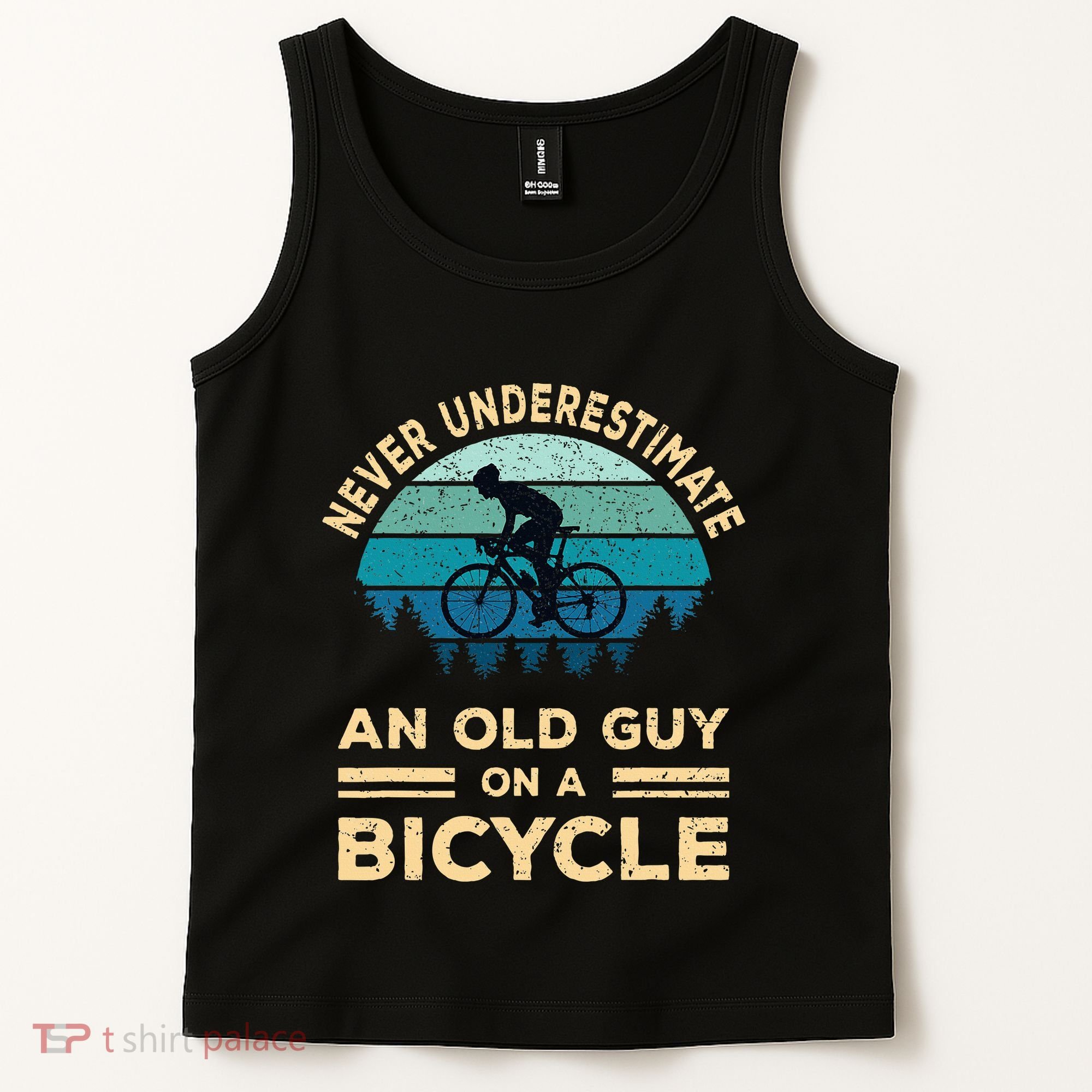 Never Underestimate An Old Guy On A Bicycle Funny Cycling Tank Top