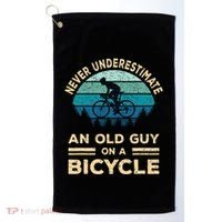 Never Underestimate An Old Guy On A Bicycle Funny Cycling Golf Towel thumb 0