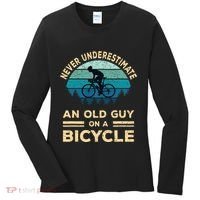 Never Underestimate An Old Guy On A Bicycle Funny Cycling Women's Long Sleeve Shirt thumb 0