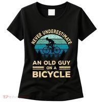 Never Underestimate An Old Guy On A Bicycle Funny Cycling Women's T-Shirt thumb 0