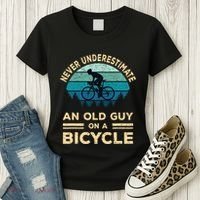 Never Underestimate An Old Guy On A Bicycle Funny Cycling Women's T-Shirt thumb 3