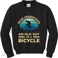 Never Underestimate An Old Guy On A Bicycle Funny Cycling Kids Sweatshirt thumb 0