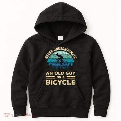 Never Underestimate An Old Guy On A Bicycle Funny Cycling Kids Hoodie