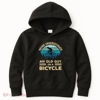 Never Underestimate An Old Guy On A Bicycle Funny Cycling Kids Hoodie thumb 0