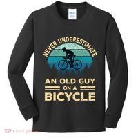 Never Underestimate An Old Guy On A Bicycle Funny Cycling Kids Long Sleeve Shirt thumb 0