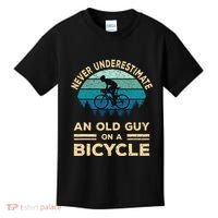 Never Underestimate An Old Guy On A Bicycle Funny Cycling Kids T-Shirt thumb 0