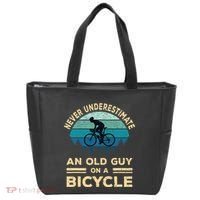 Never Underestimate An Old Guy On A Bicycle Funny Cycling Tote Bag thumb 0