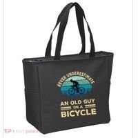 Never Underestimate An Old Guy On A Bicycle Funny Cycling Tote Bag thumb 2