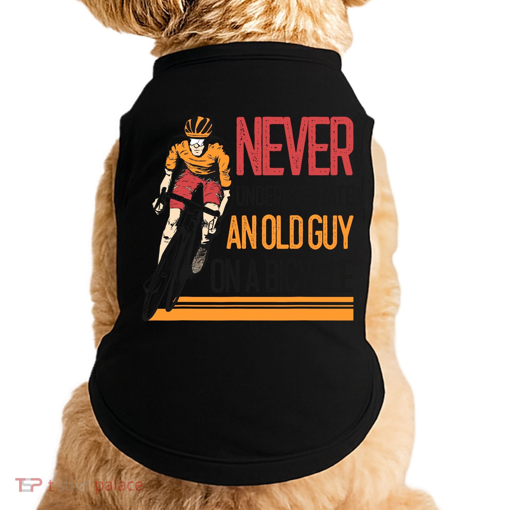 Never Underestimate An Old Guy On A Bicycle Funny Cycling Doggie Tank