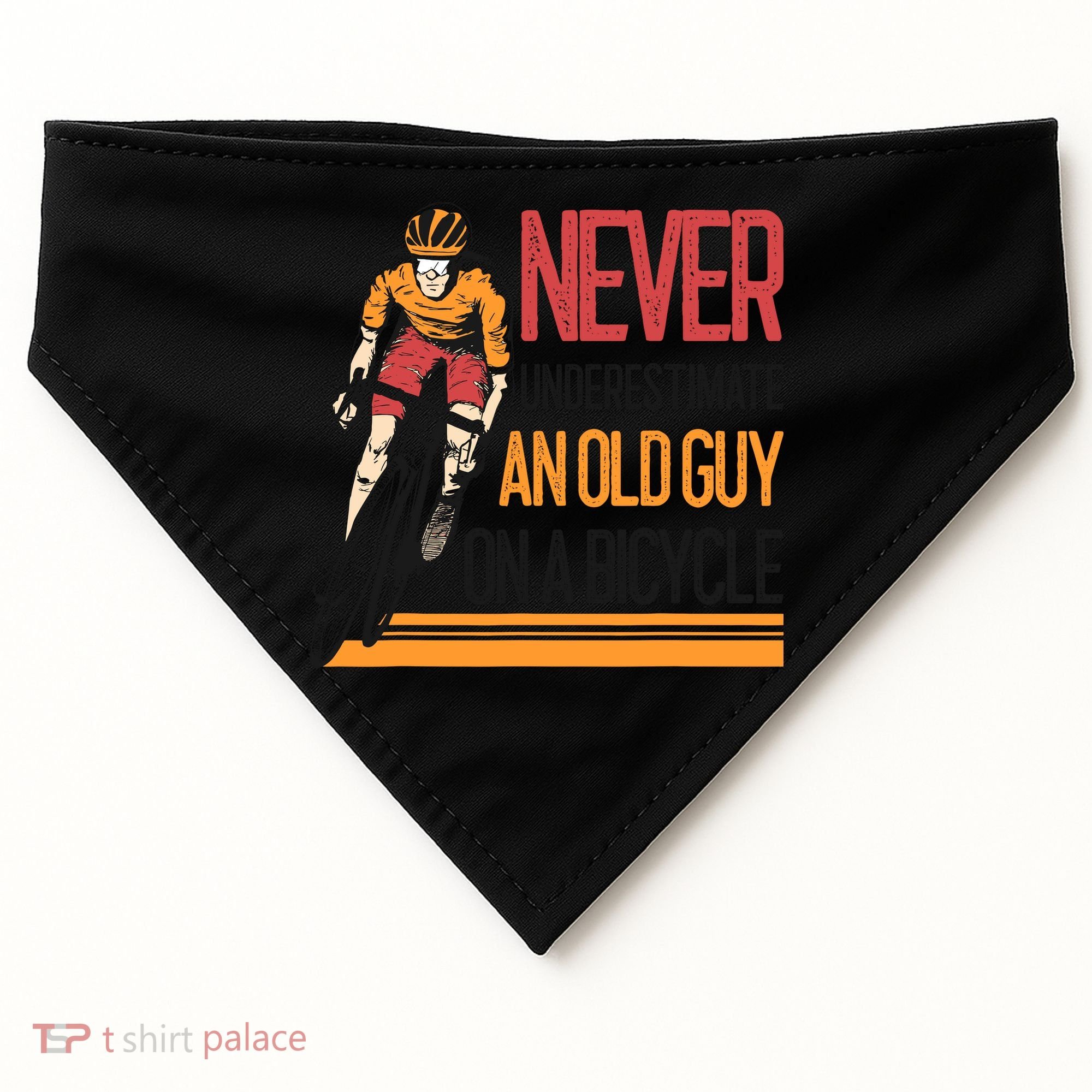 Never Underestimate An Old Guy On A Bicycle Funny Cycling USA-Made Doggie Bandana