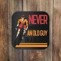 Never Underestimate An Old Guy On A Bicycle Funny Cycling Coaster thumb 0