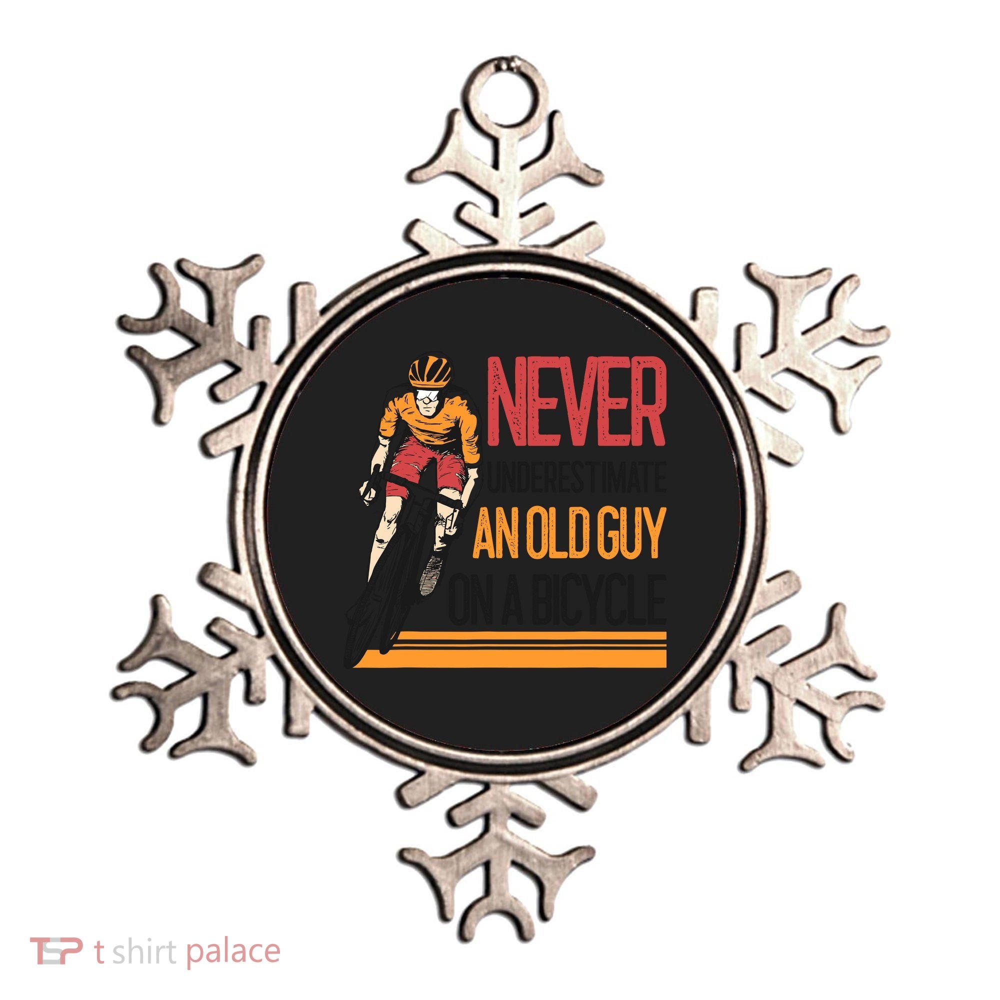 Never Underestimate An Old Guy On A Bicycle Funny Cycling Ornament